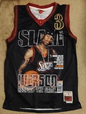 Mitchell & Ness Black and Red Hardwood Classics Patch Jersey